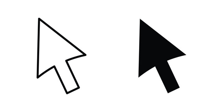 Cursor arrow icon concept. solid and line symbols