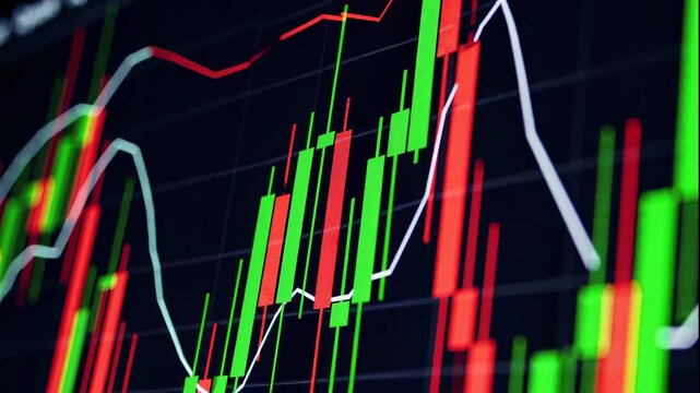 A video showcasing stock market trends with colorful graphs and charts