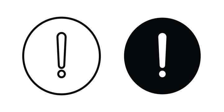Exclamation button icon concept. solid and line symbols