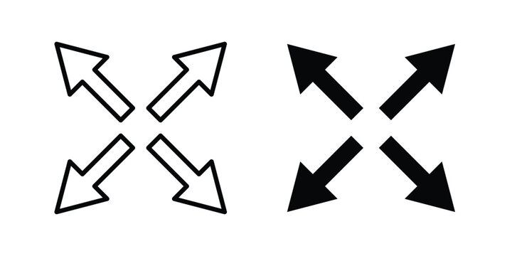 Expand icon concept. solid and line symbols