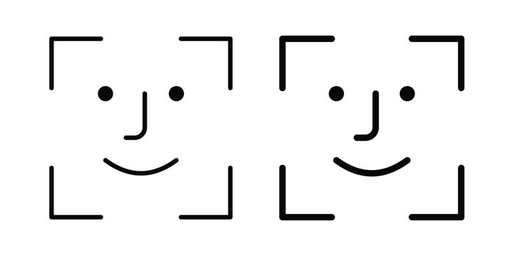 Face id icon concept. solid and line symbols