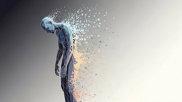 Woman losing her mind with particles.
