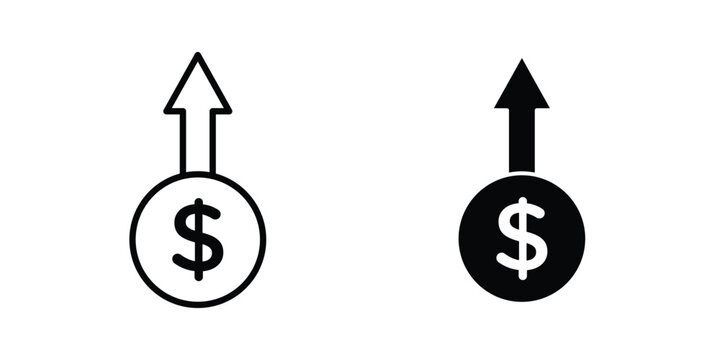 high cost icon concept. solid and line symbols