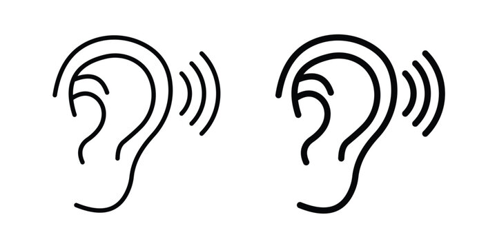 Hearing icon concept. solid and line symbols