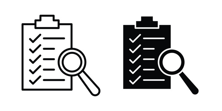 Inspection icon concept. solid and line symbols