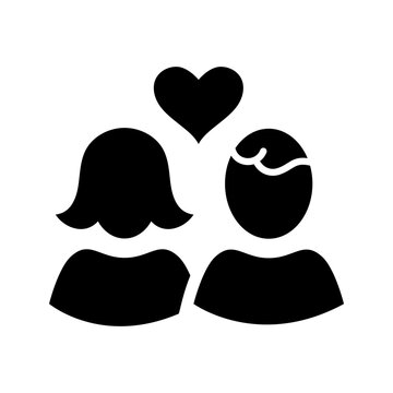 Parents love icon. People and family filled symbol. Black and white.