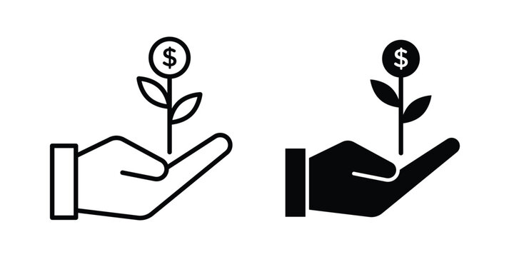 Investment icon concept. solid and line symbols
