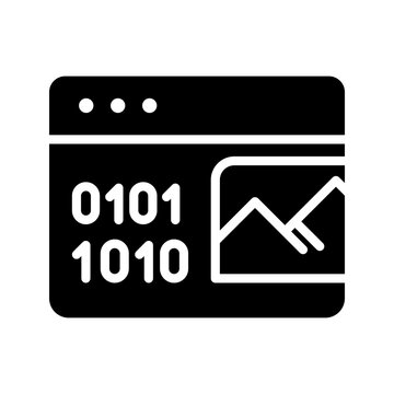 Website code icon. Technology and web development filled symbol. Black and white.