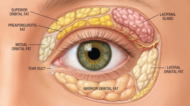 Anatomy of the eye orbital fat and lacrimal gland