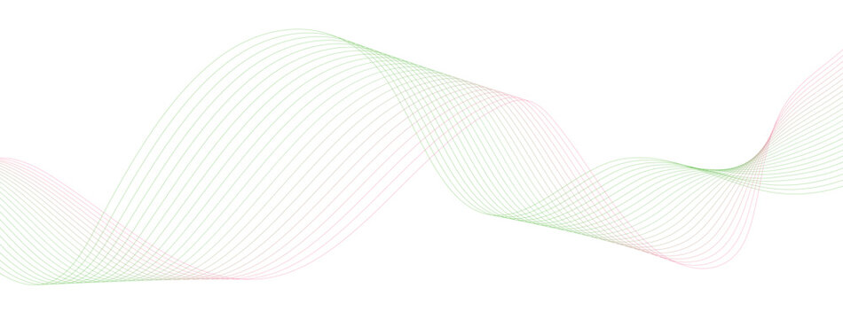 Abstract wave, green and pink gradient, mesh pattern, background design element, vector illustration