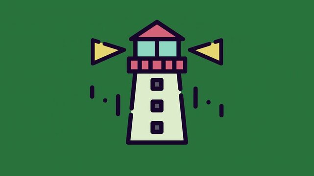 Lighthouse Angreen Animated Green Screen Chroma Key Video Overlay with Isolated Cutout Style for Editing Compositing Motion Graphics Social Media Ads and Creative Design Projects