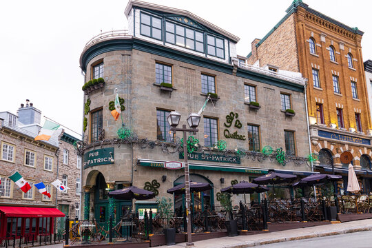 Quebec City, Quebec, Canada, May 16, 2026 - Pub Saint-Patrick on Saint-Jean street in the upper old town area