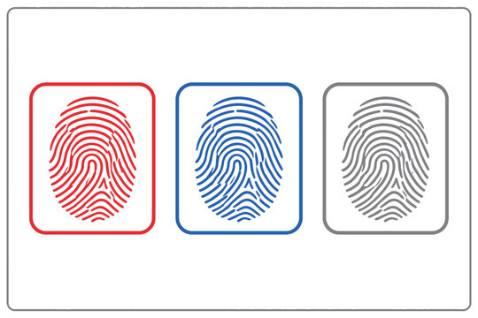 A black vector illustration of a unique biometric fingerprint icon, representing a digital thumbprint pattern used for identity security and police crime evidence identification
