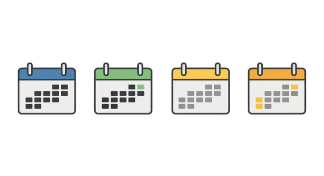 Colorful calendar icons set