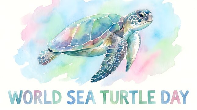 Watercolor Sea Turtle Illustration for World Sea Turtle Day