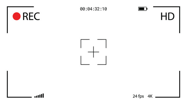 Un"Camera Viewfinder Screen Interface &ndash; Recording Frame with Technical Display Elements, Video Shooting and Recording Concept"titled