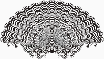 An intricate black vector illustration of a seamless ornamental round lace mandala pattern, creating an abstract vintage floral background and ornate decoration frame © Tipu Sultan official
