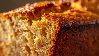 Fototapeta premium Close up of a golden brown baked bread loaf with a textured crust.