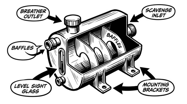 Cutaway illustration of a rotary vane pump with labels.