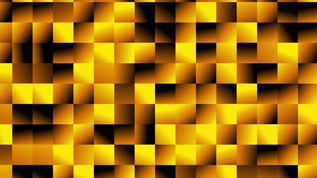 geometric grid of yellow and black squares with gradient shading, creating a 3D block-like effect