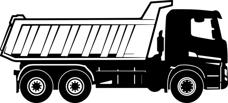 Black dump truck, heavy duty vehicle, construction equipment, industrial transport