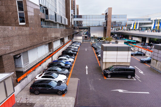 Frankfurt am Main, Germany - April 10, 2026: Car Rental Parking Lot at Frankfurt Airport