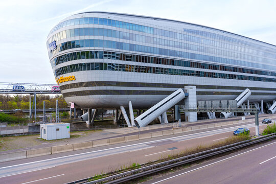 Frankfurt am Main, Germany - April 10, 2026: Squaire Building Modern Architecture at Frankfurt Airport in Germany