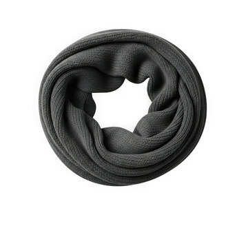 Gray knitted snood scarf isolated on transparent background winter accessory.