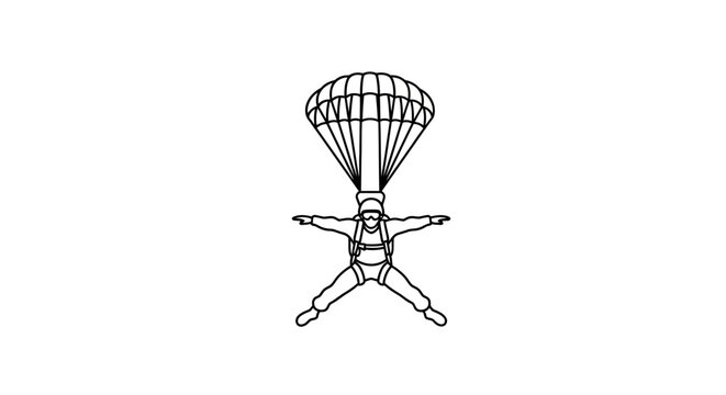 Skydiver in freefall with parachute open