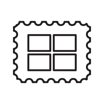 Postage stamp icon with four squares inside Keywords: stamp, postage, icon, symbol, mail, letter