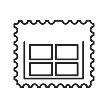 Postage Stamp Icon with Four Squares symbol mail