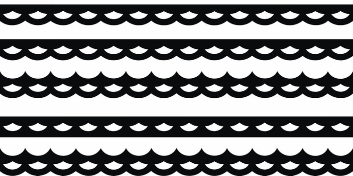 scalloped wave pattern black and white geometric design