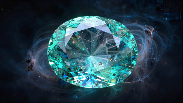 Celestial Paraiba Gemstone Core Abstract Art