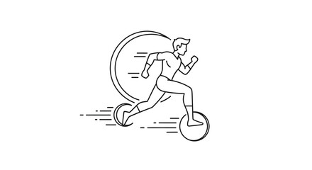 Man running on unicycle, motion blur, dynamic movement, sport vector icon © raki