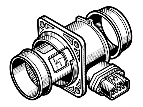 Automotive Mass Air Flow Sensor Component Illustration.
