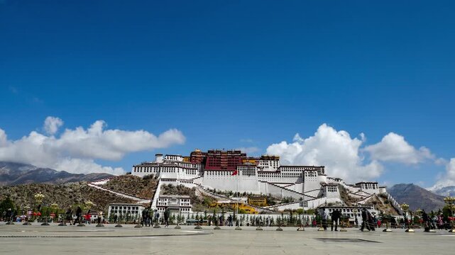 Potala Palace in Lhasa Tibet Under Blue Sky in Potala Palace, Lhasa, Tibet