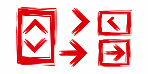 red arrow icons pointing in different directions on white background © Rathindranath