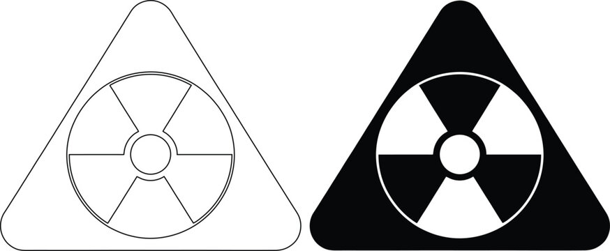 Radiation hazard warning symbols with danger zone energy production radiation radioactive emergency contamination ionizing triangle alertness industry