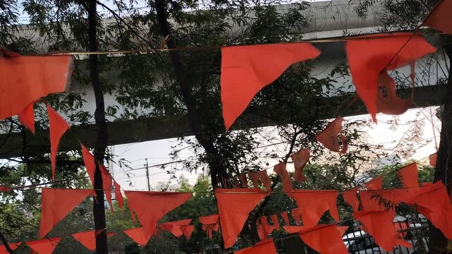  Mahadev Temple Entrance with Saffron Flags