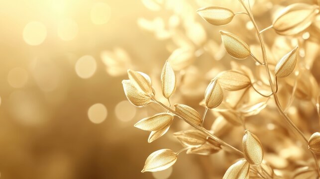 Golden wheat stalks glistening in soft sunlight, symbolizing abundant harvest and natural growth
