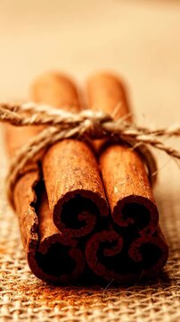 Close up of rustic cigars on straw with warm background