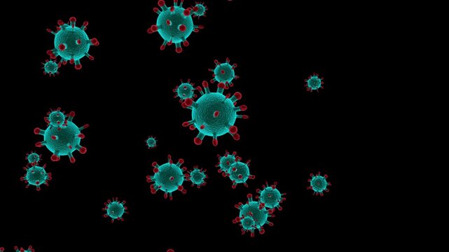 Scientific Viral Particle Simulation Overlay Alpha Channel on Transparent Background