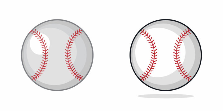 two baseball illustrations with red stitching on white background