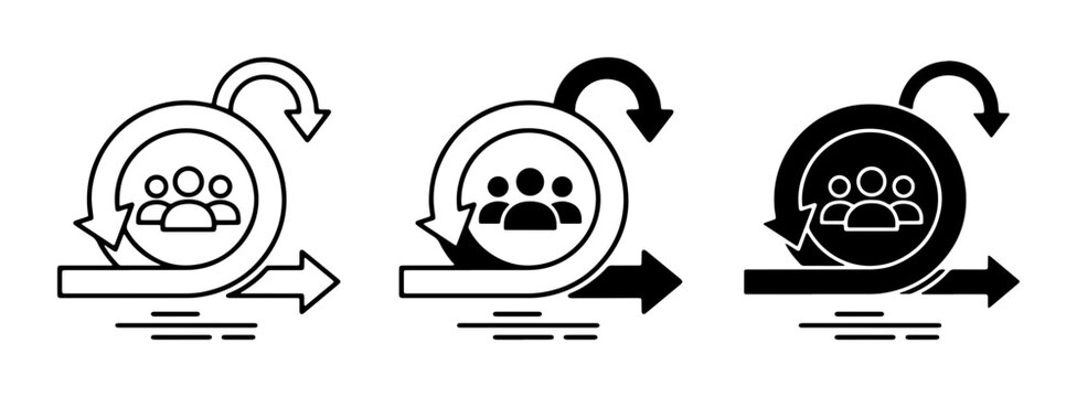 Agile Scrum Cycle Icons, Teamwork Process Flow, Iterative Development, Project Management Symbols