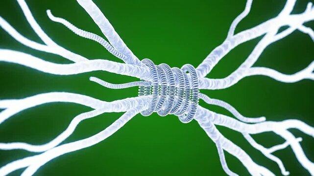 Abstract Glowing Neural Connections Representing Neurons And Synapses Against A Vivid Green Background Ideal For Technology And Science Themes