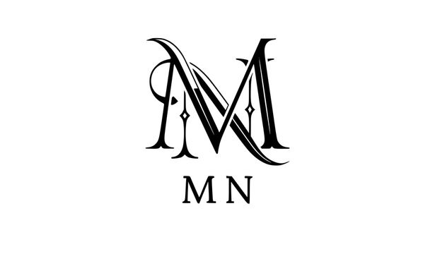 Minimal geometric MN NM monogram vector logo for luxury jewelry fashion and startup brands