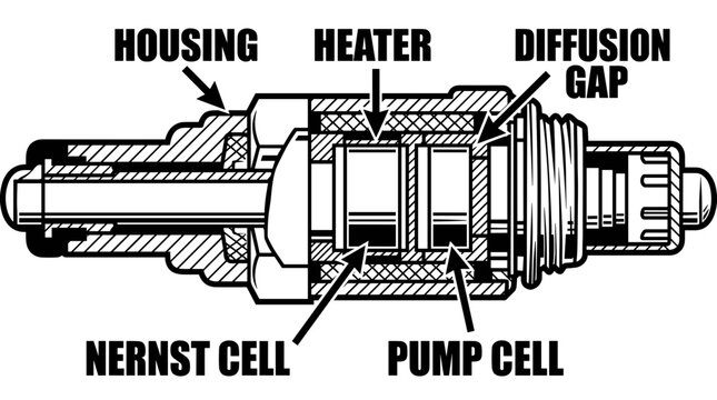 Diagram of a Lambda Sensor showing internal components 1.