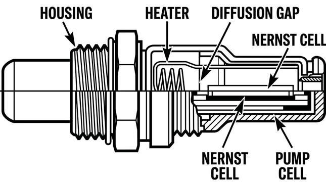 Diagram of a Lambda Sensor showing internal components.
