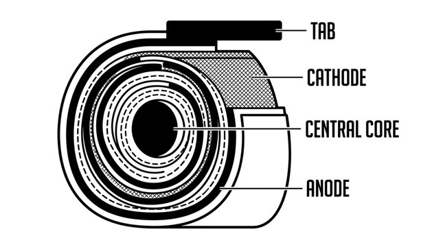 Diagram of a Lithium Ion Battery Structure.