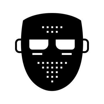 Hockey mask icon. Entertainment and horror filled symbol. Black and white.